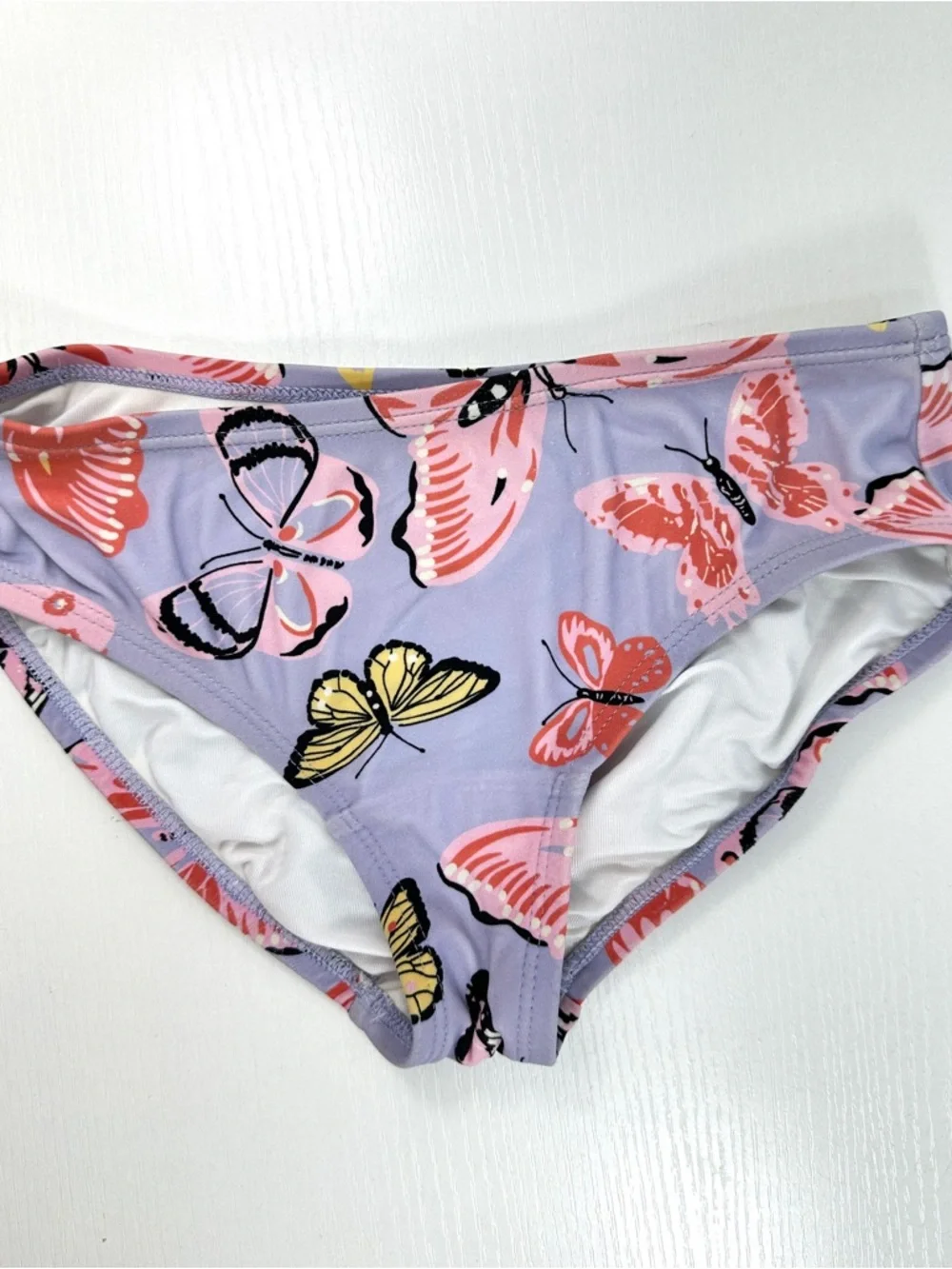 Hanna Andersson girls one-shoulder ruffle tankini swim set purple butterfly 6-7